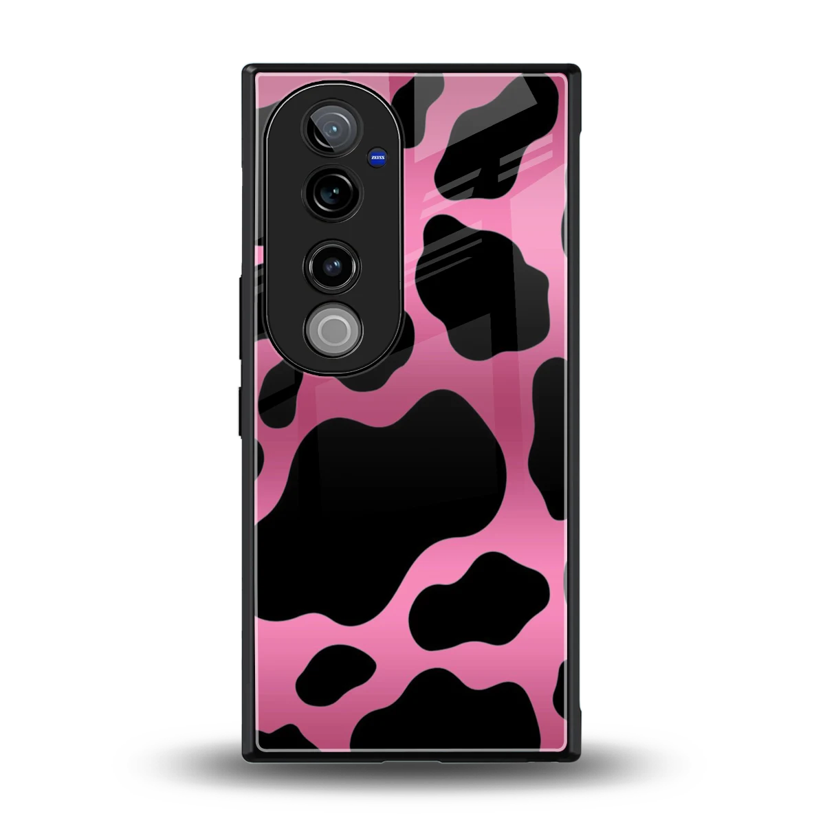 Black Pink Swirl back phone cover | glass case for vivo v40 pro