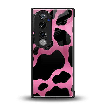 Black Pink Swirl back phone cover | glass case for vivo v40 pro