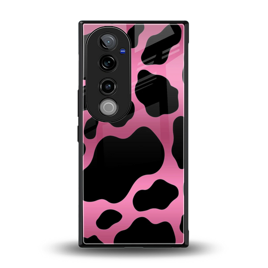 Black Pink Swirl back phone cover | glass case for vivo v40 pro