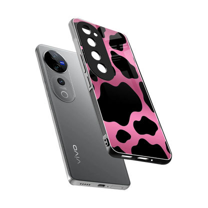 Black Pink Swirl sleek vivo v40 pro cover with tempered glass back and TPU edges