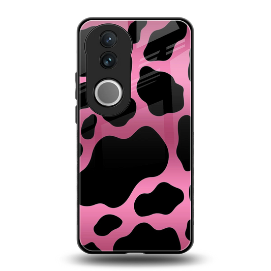 Black Pink Swirl back phone cover | glass case for vivo v50