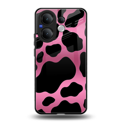 Black Pink Swirl back phone cover | glass case for vivo v60