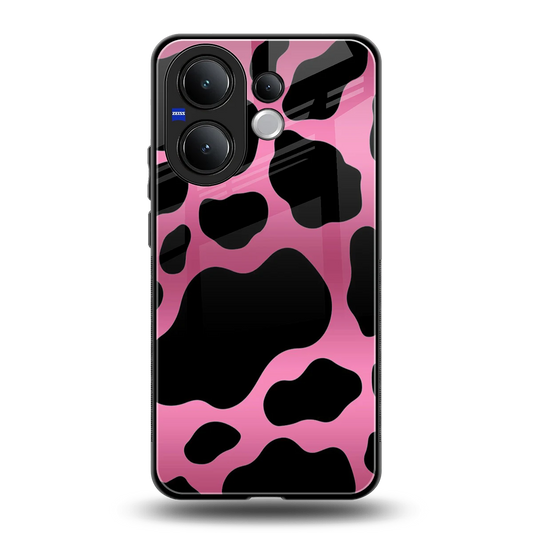 Black Pink Swirl back phone cover | glass case for vivo v60