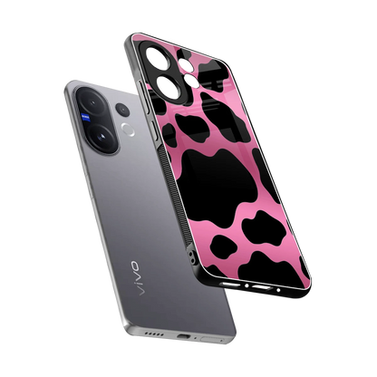 Black Pink Swirl sleek vivo v60 cover with tempered glass back and TPU edges