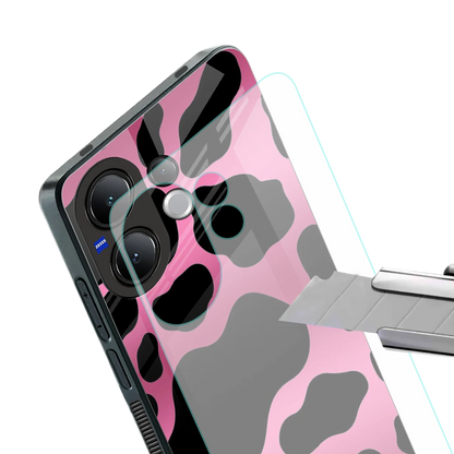 Black Pink Swirl stylish phone case for vivo v60 | glossy glass and slim fit
