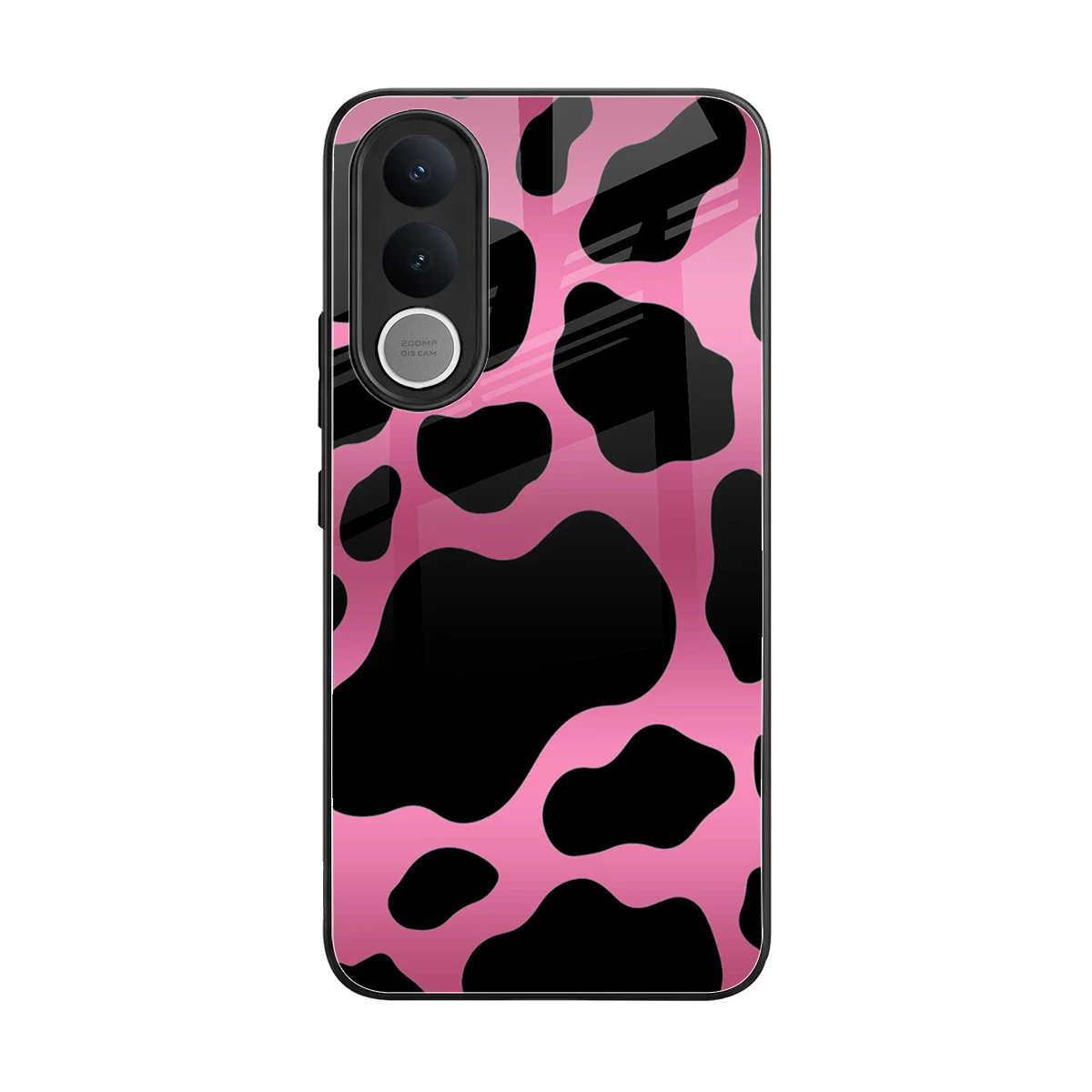 Black Pink Swirl back phone cover | glass case for vivo v70 fe