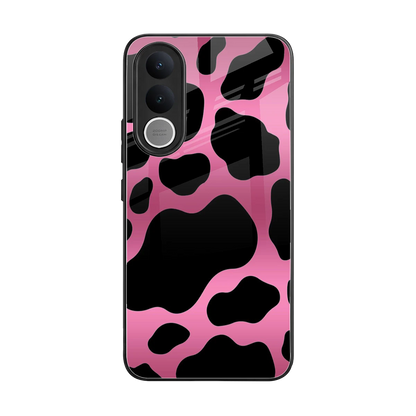 Black Pink Swirl back phone cover | glass case for vivo v70 fe