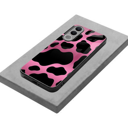 Black Pink Swirl stylish phone case for vivo v70 fe | glossy glass and slim fit