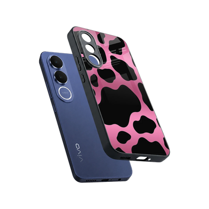 Black Pink Swirl sleek vivo v70 fe cover with tempered glass back and TPU edges