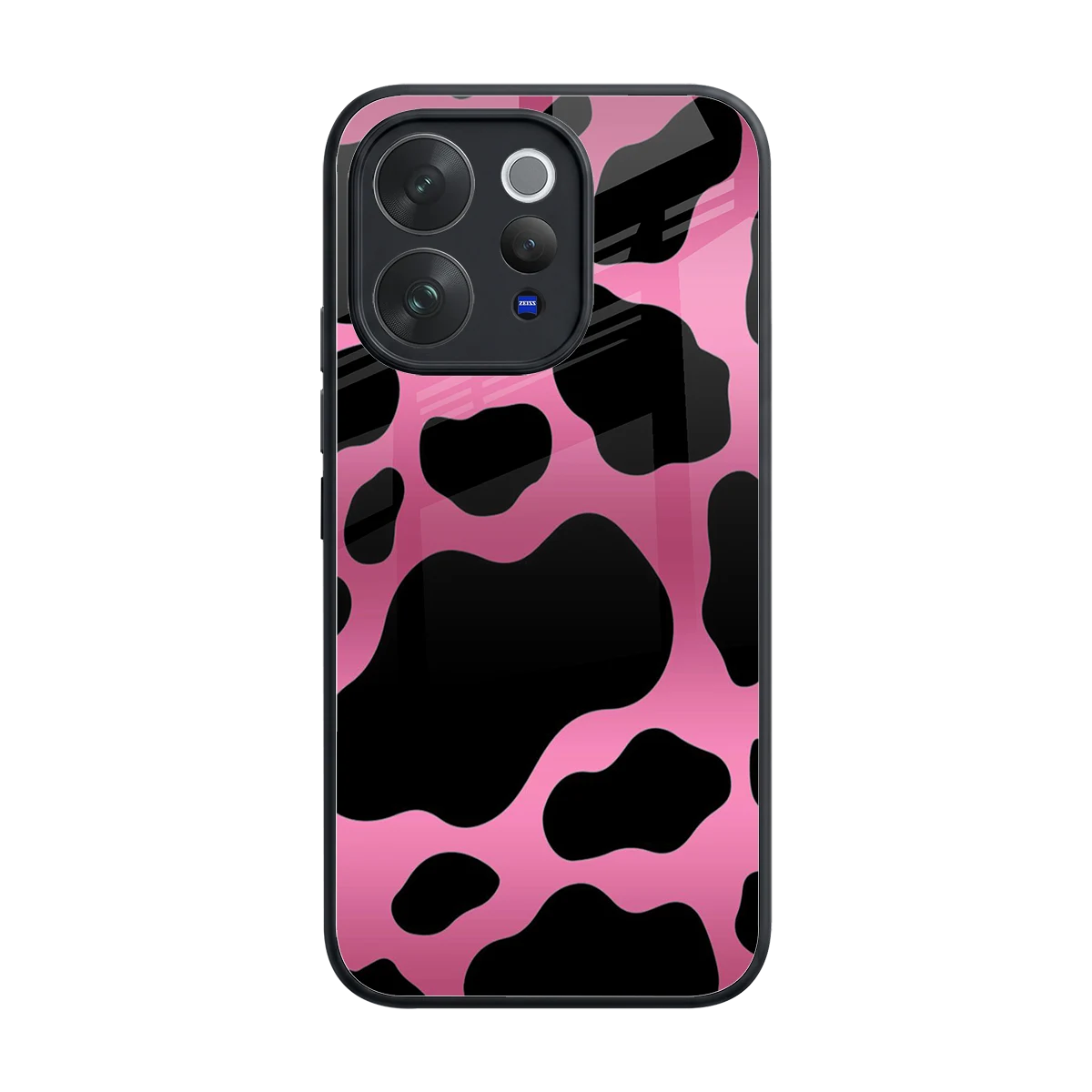 Black Pink Swirl back phone cover | glass case for vivo v70