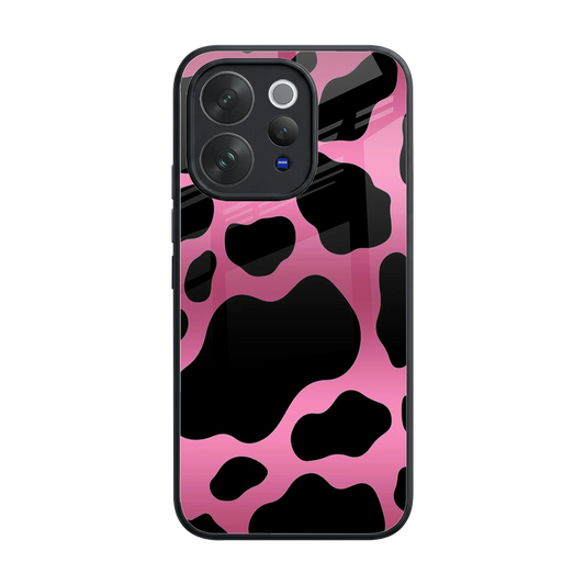 Black Pink Swirl back phone cover | glass case for vivo v70