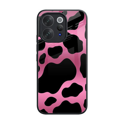 Black Pink Swirl back phone cover | glass case for vivo v70 elite