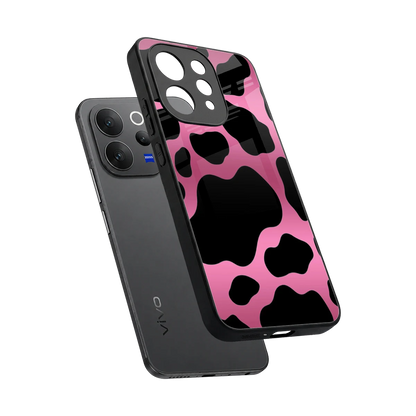 Black Pink Swirl sleek vivo v70 cover with tempered glass back and TPU edges