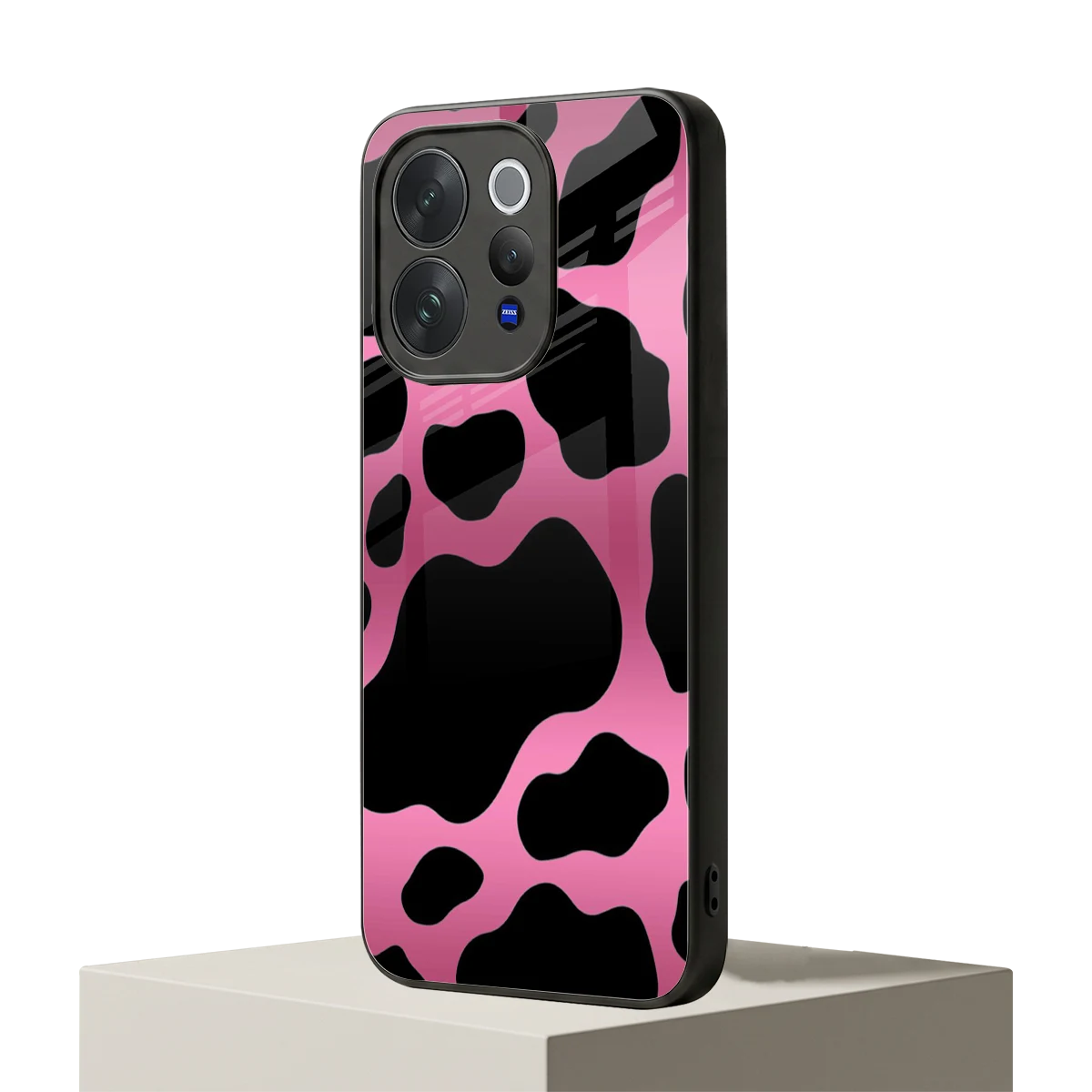 Black Pink Swirl vivo v70 elite mobile cover | shockproof glass phone case