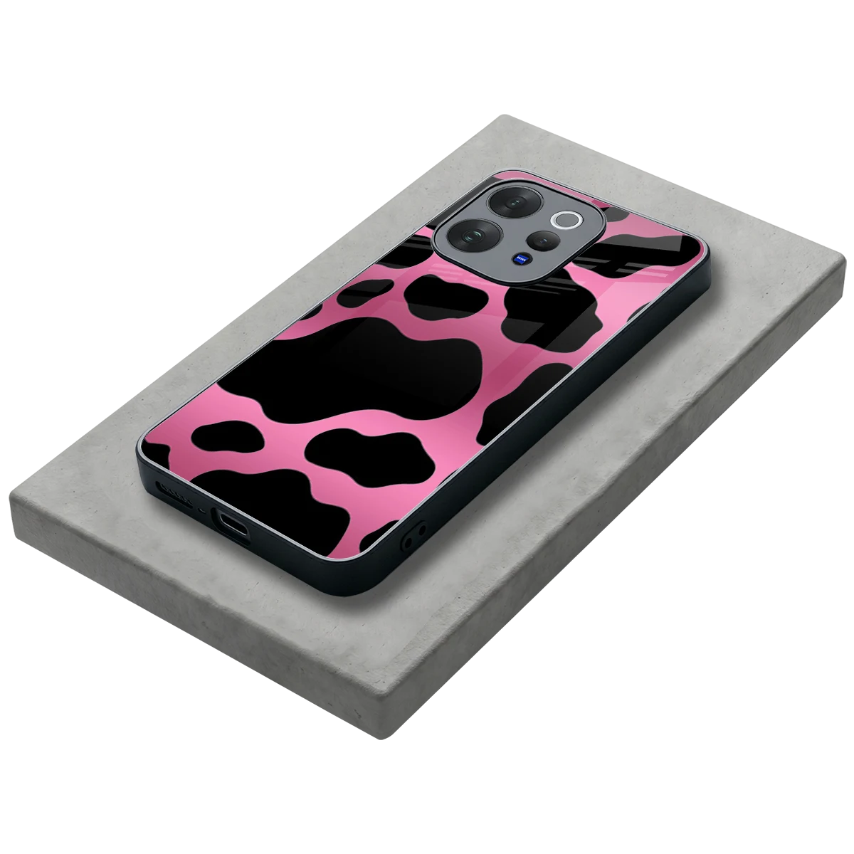 Black Pink Swirl stylish phone case for vivo v70 elite | glossy glass and slim fit