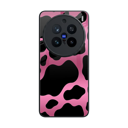 Black Pink Swirl back phone cover | glass case for vivo x200 pro