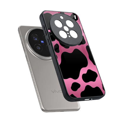 Black Pink Swirl sleek vivo x200 pro cover with tempered glass back and TPU edges