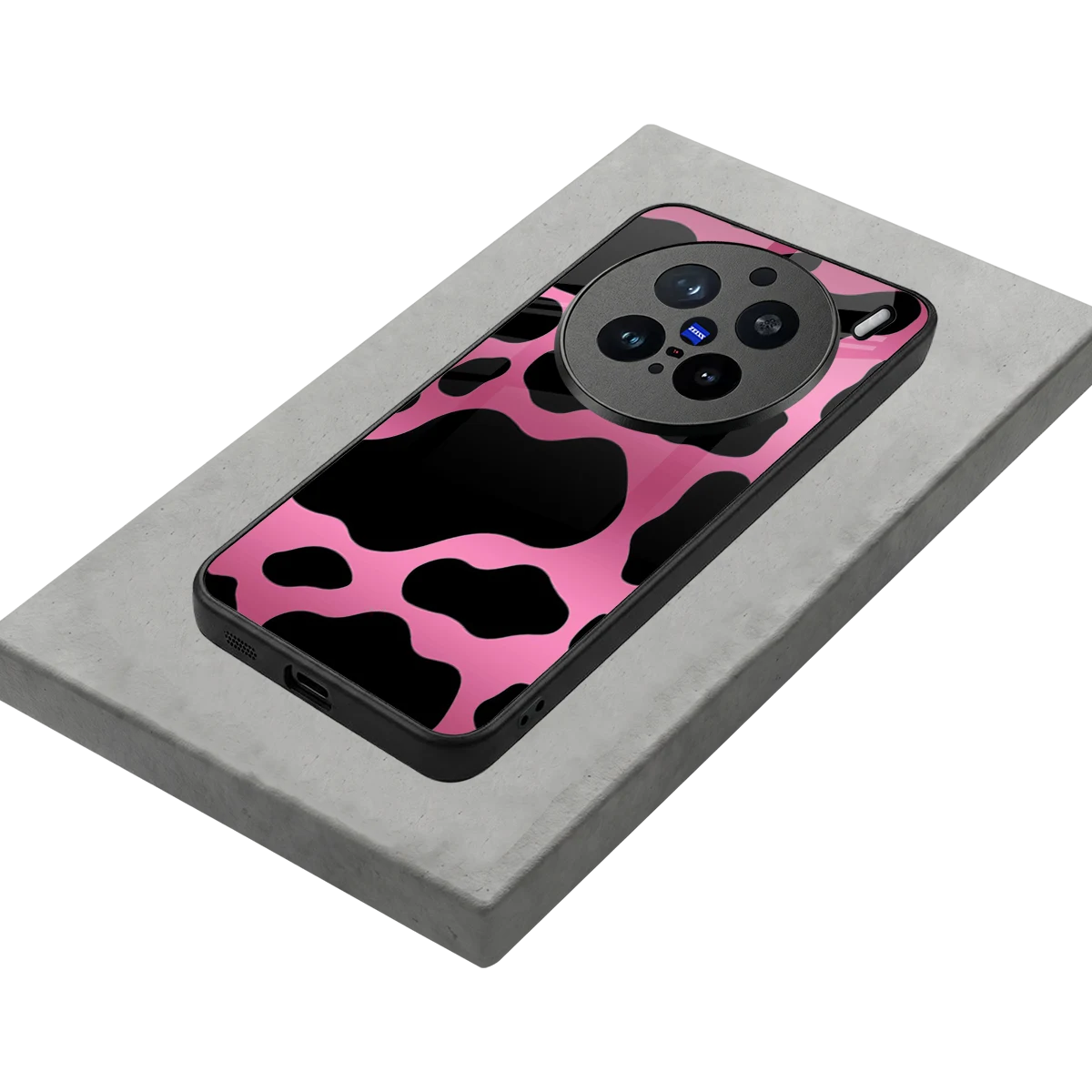 Black Pink Swirl stylish phone case for vivo x200 pro | glossy glass and slim fit