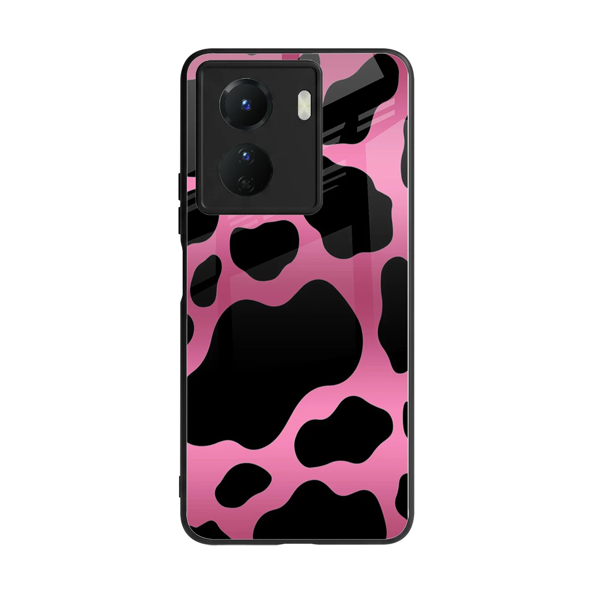 Black Pink Swirl back phone cover | glass case for vivo y16