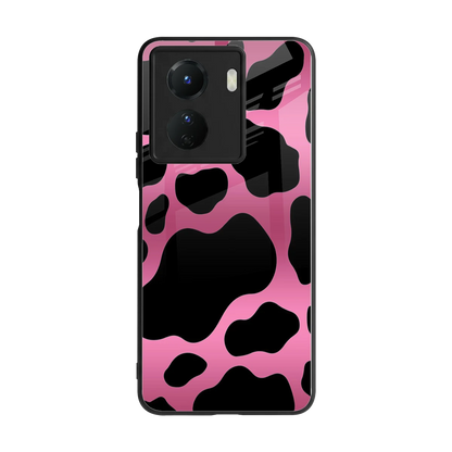 Black Pink Swirl back phone cover | glass case for vivo y16