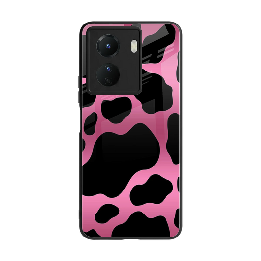 Black Pink Swirl back phone cover | glass case for vivo y16