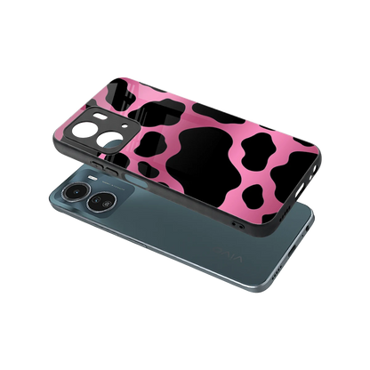Black Pink Swirl sleek vivo y16 cover with tempered glass back and TPU edges