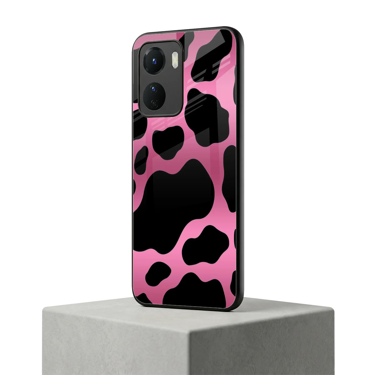 Black Pink Swirl vivo y16 mobile cover | shockproof glass phone case