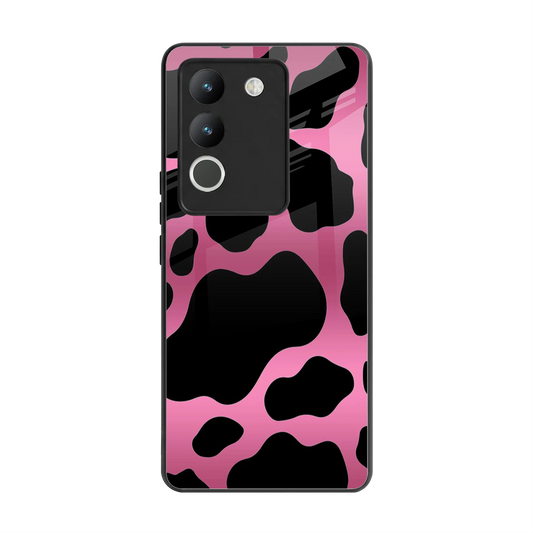 Black Pink Swirl back phone cover | glass case for vivo y200 5g