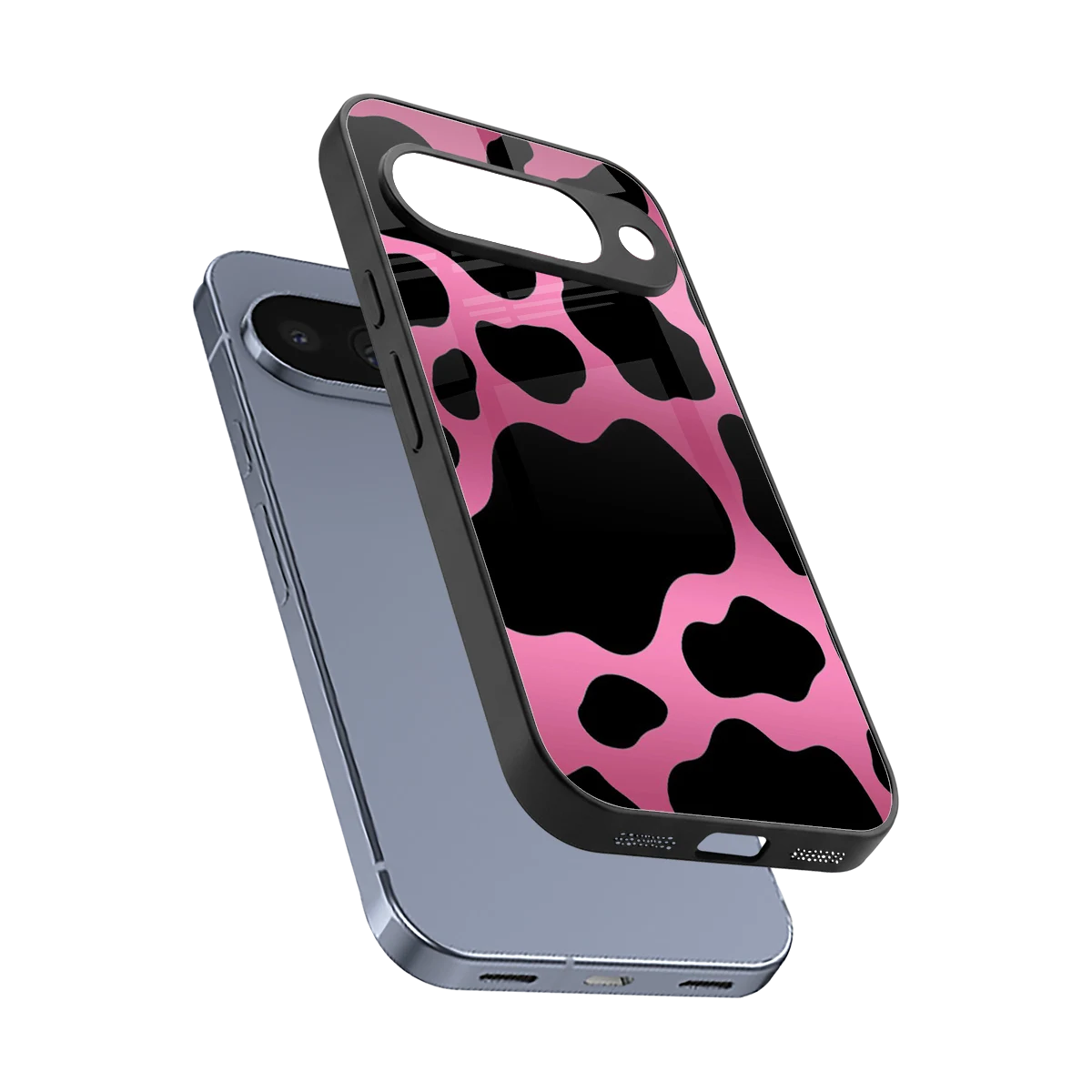 Black Pink Swirl sleek google pixel 10 cover with tempered glass back and TPU edges