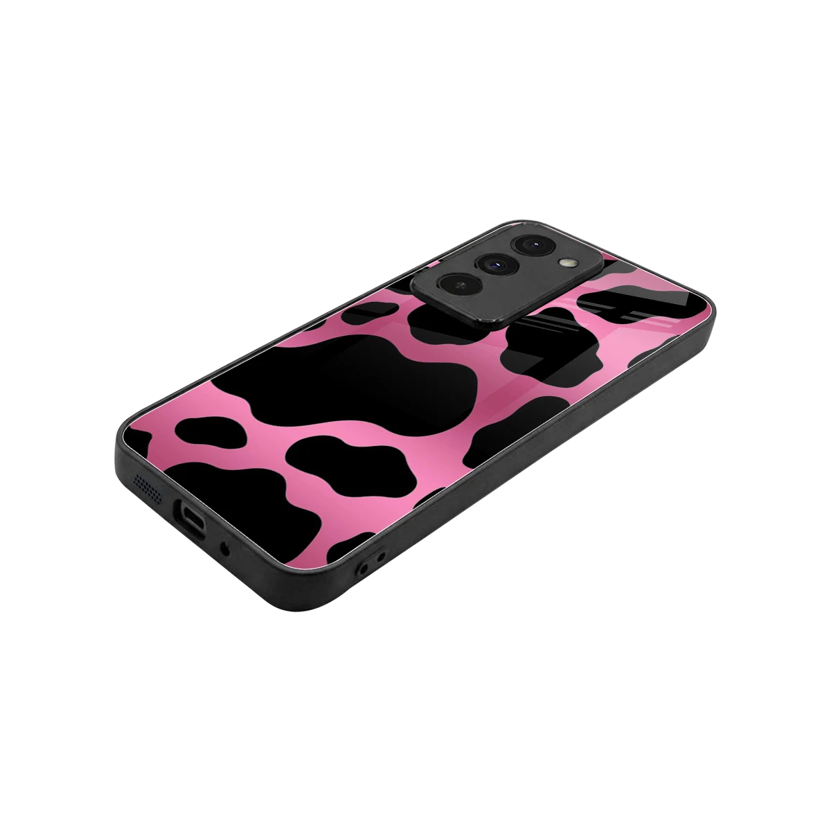 Black Pink Swirl stylish phone case for redmi 15 5g | glossy glass and slim fit