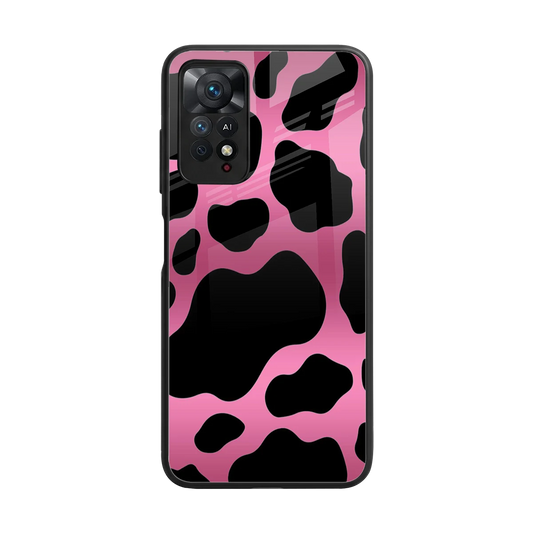 Black Pink Swirl back phone cover | glass case for redmi note 11 pro