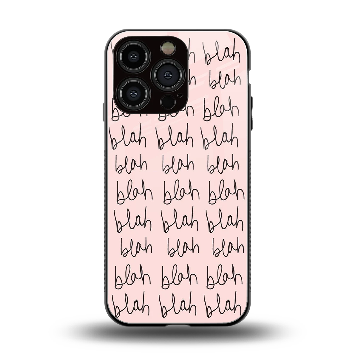 Blah Blah Blah back phone cover | glass case for iphone 16 pro