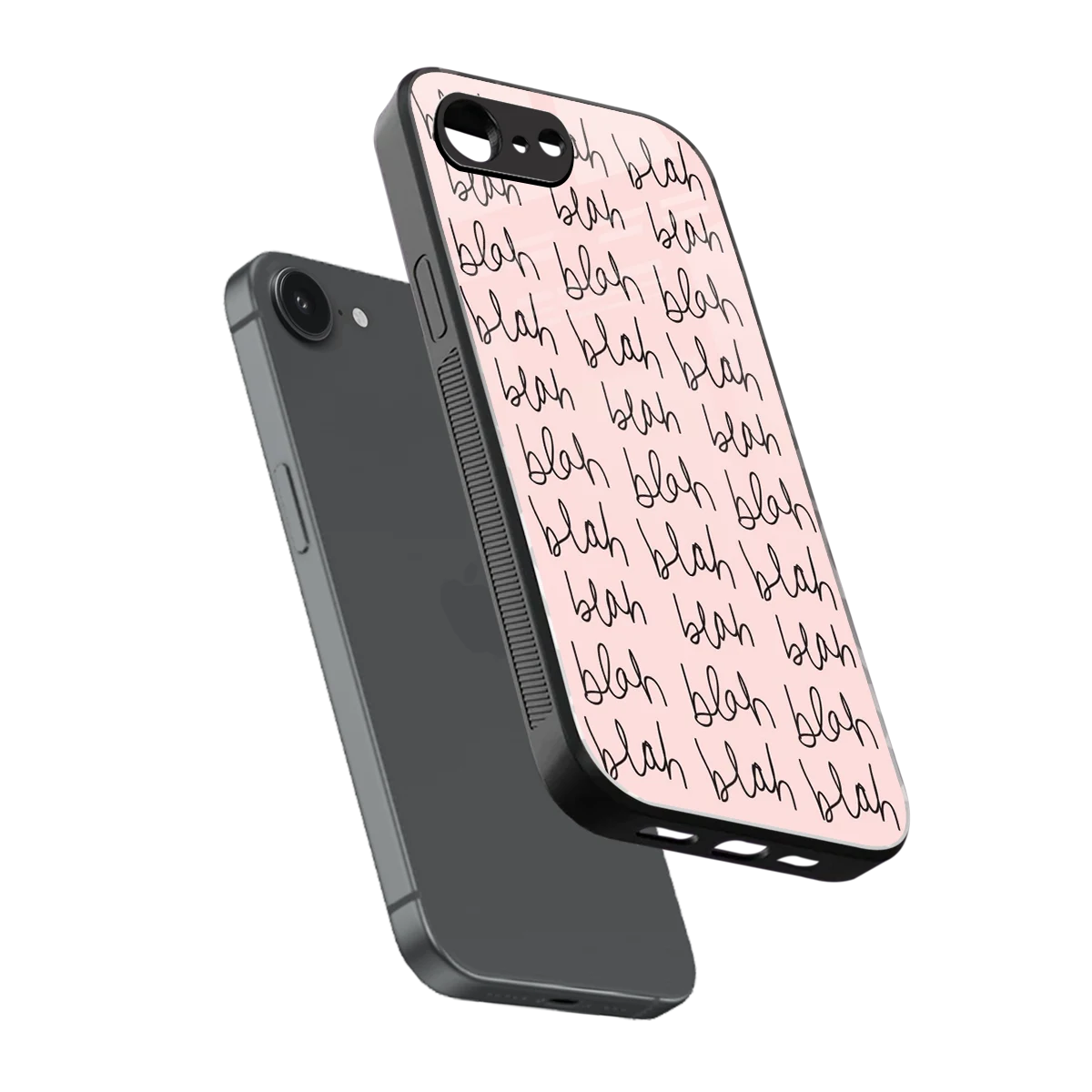 Blah Blah Blah sleek iphone 16e cover with tempered glass back and TPU edges