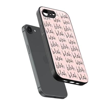 Blah Blah Blah sleek iphone 16e cover with tempered glass back and TPU edges