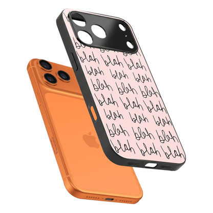 Blah Blah Blah sleek iphone 17 pro cover with tempered glass back and TPU edges