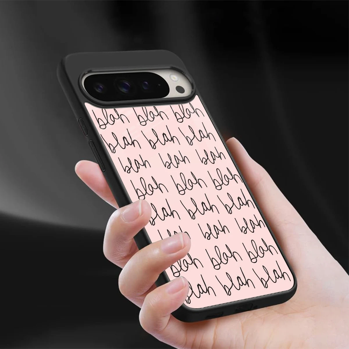 Blah Blah Blah sleek google pixel 9 pro xl cover with tempered glass back and TPU edges
