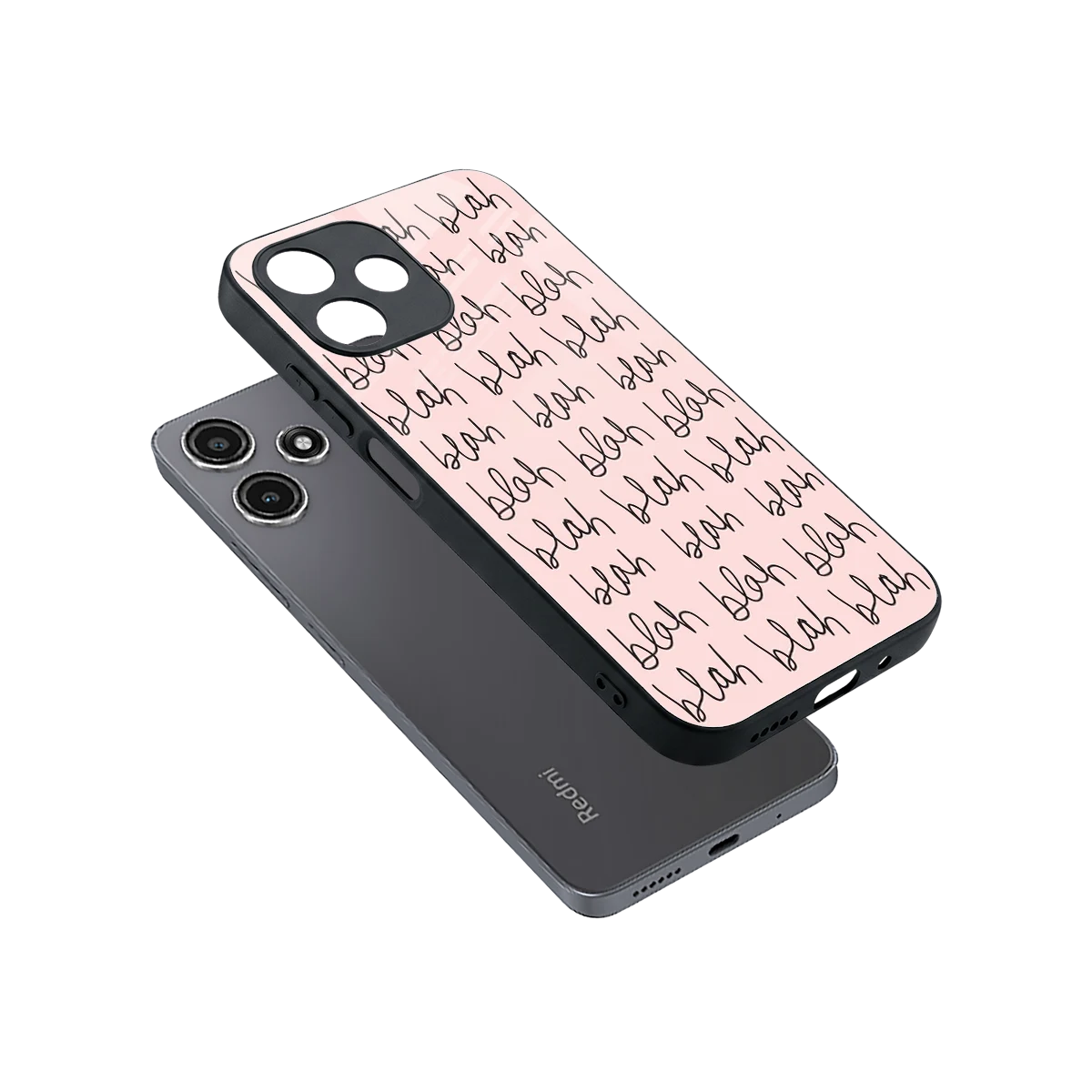 Blah Blah Blah sleek redmi 12 5g cover with tempered glass back and TPU edges