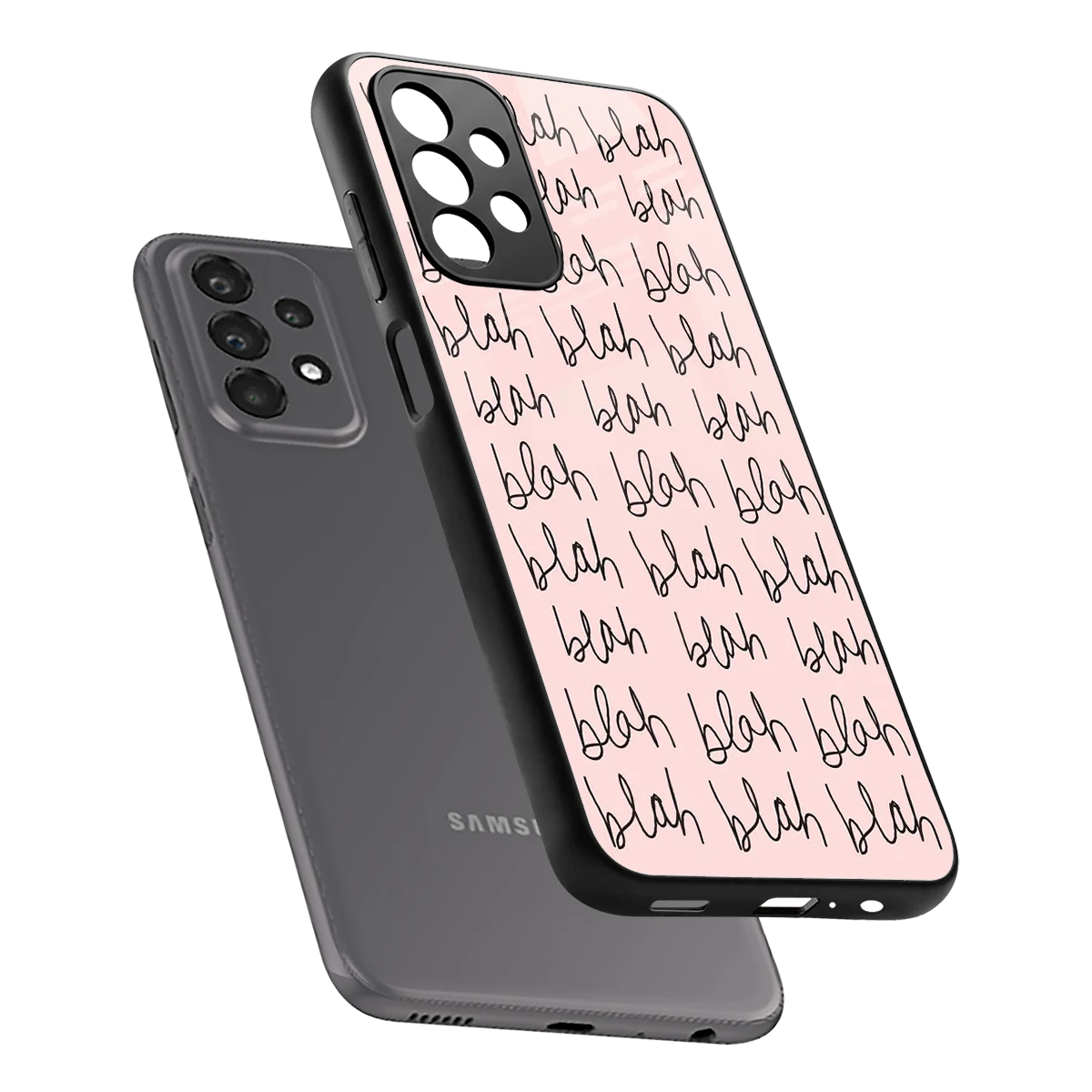 Blah Blah Blah sleek samsung galaxy a23 cover with tempered glass back and TPU edges