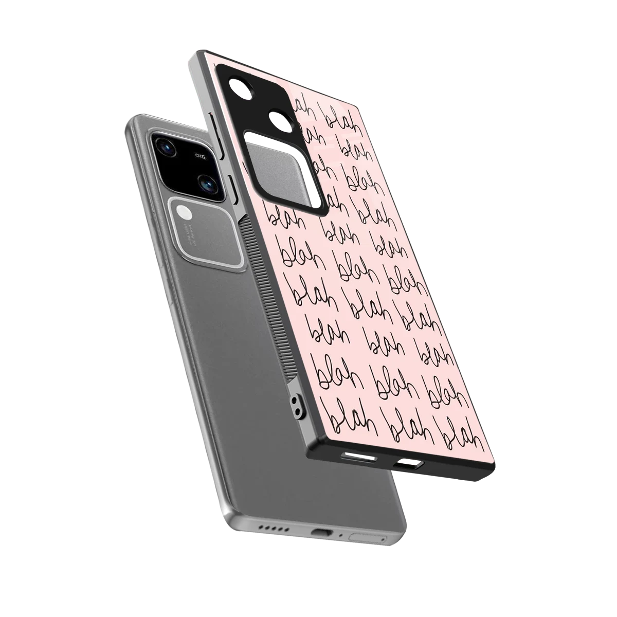Blah Blah Blah sleek vivo v30 cover with tempered glass back and TPU edges