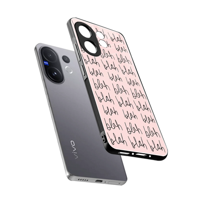 Blah Blah Blah sleek vivo v60 cover with tempered glass back and TPU edges