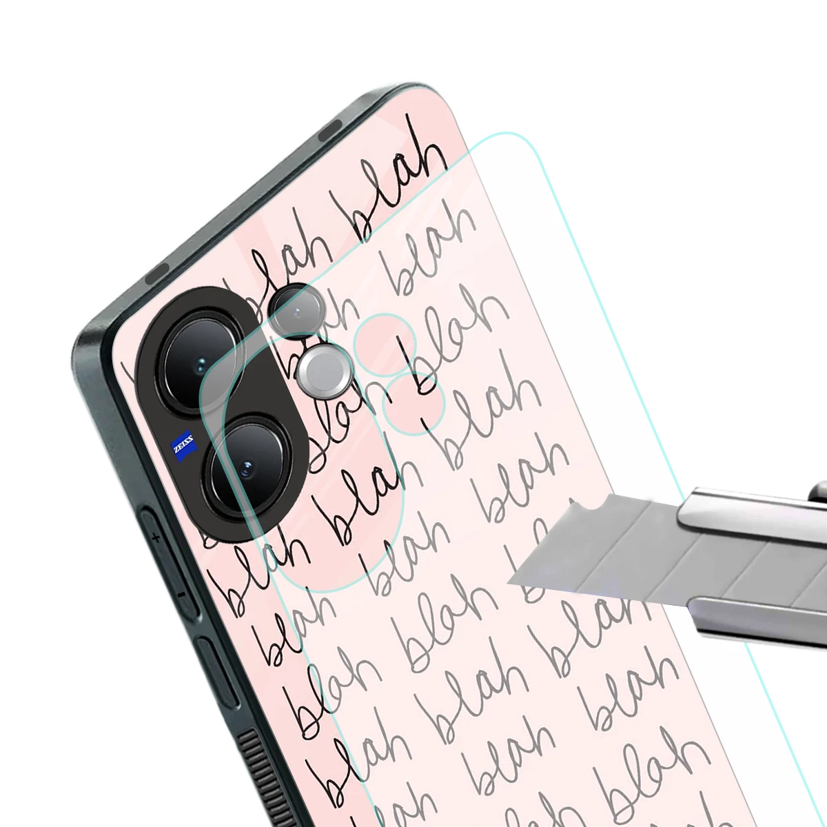 Blah Blah Blah stylish phone case for vivo v60 | glossy glass and slim fit