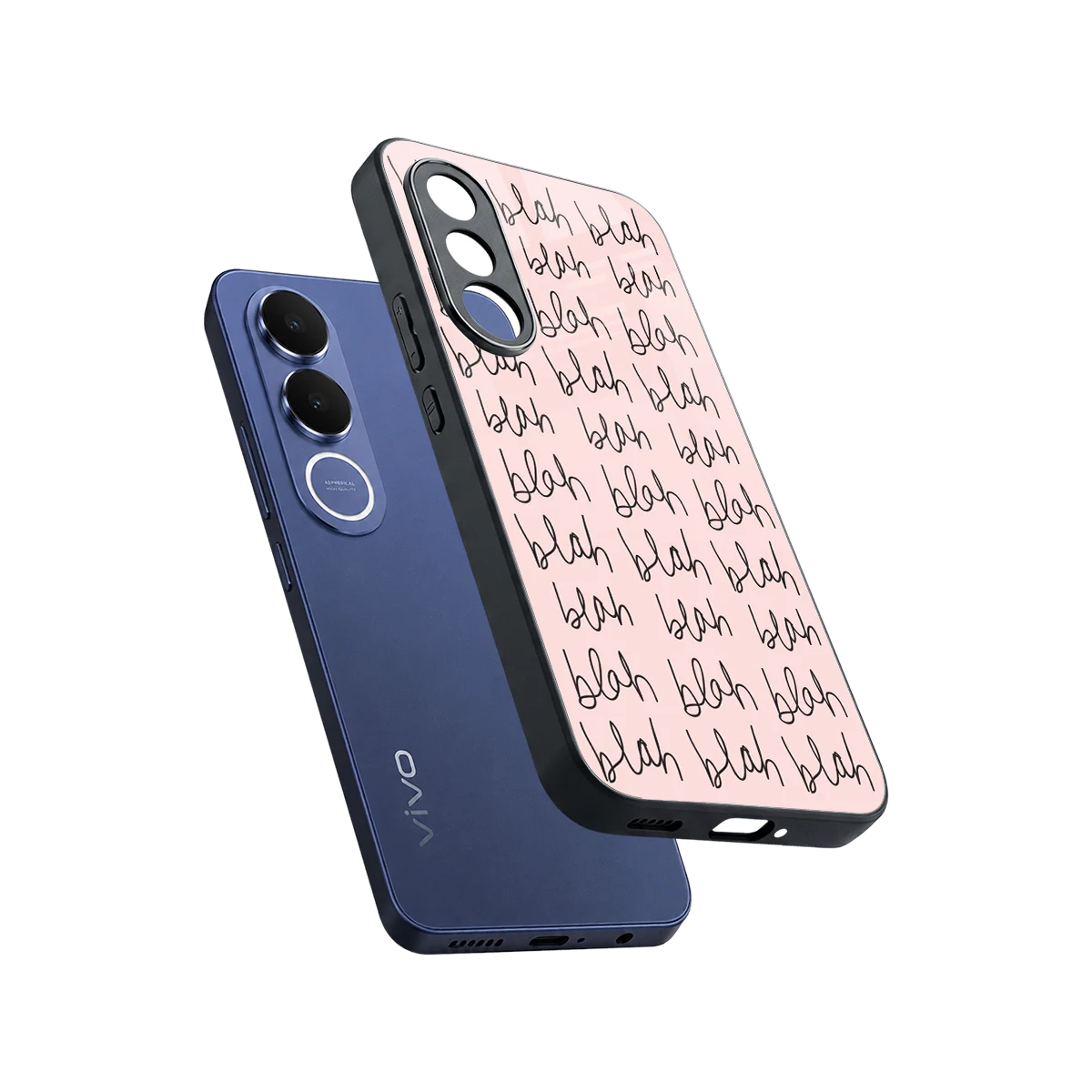 Blah Blah Blah sleek vivo v70 fe cover with tempered glass back and TPU edges