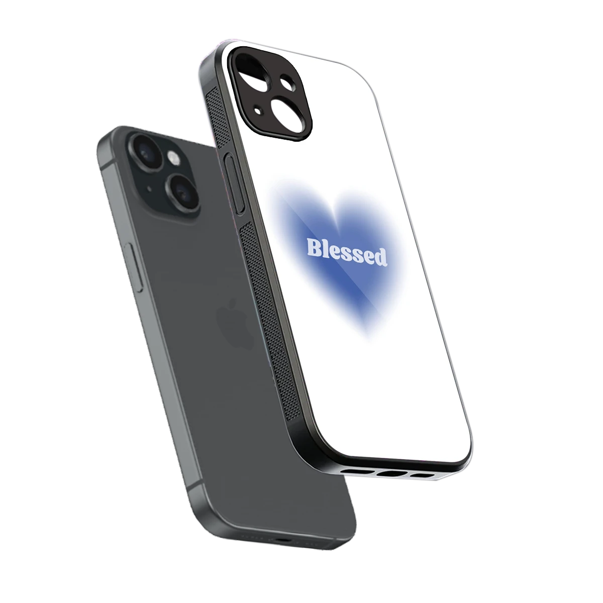 Blessed sleek iphone 13 cover with tempered glass back and TPU edges