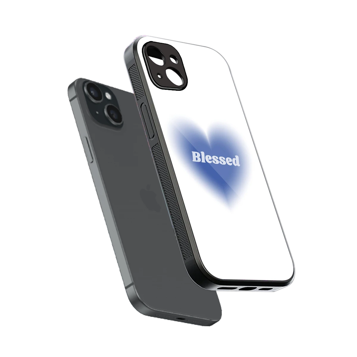 Blessed sleek iphone 14 plus cover with tempered glass back and TPU edges