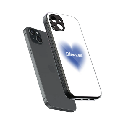 Blessed sleek iphone 14 plus cover with tempered glass back and TPU edges