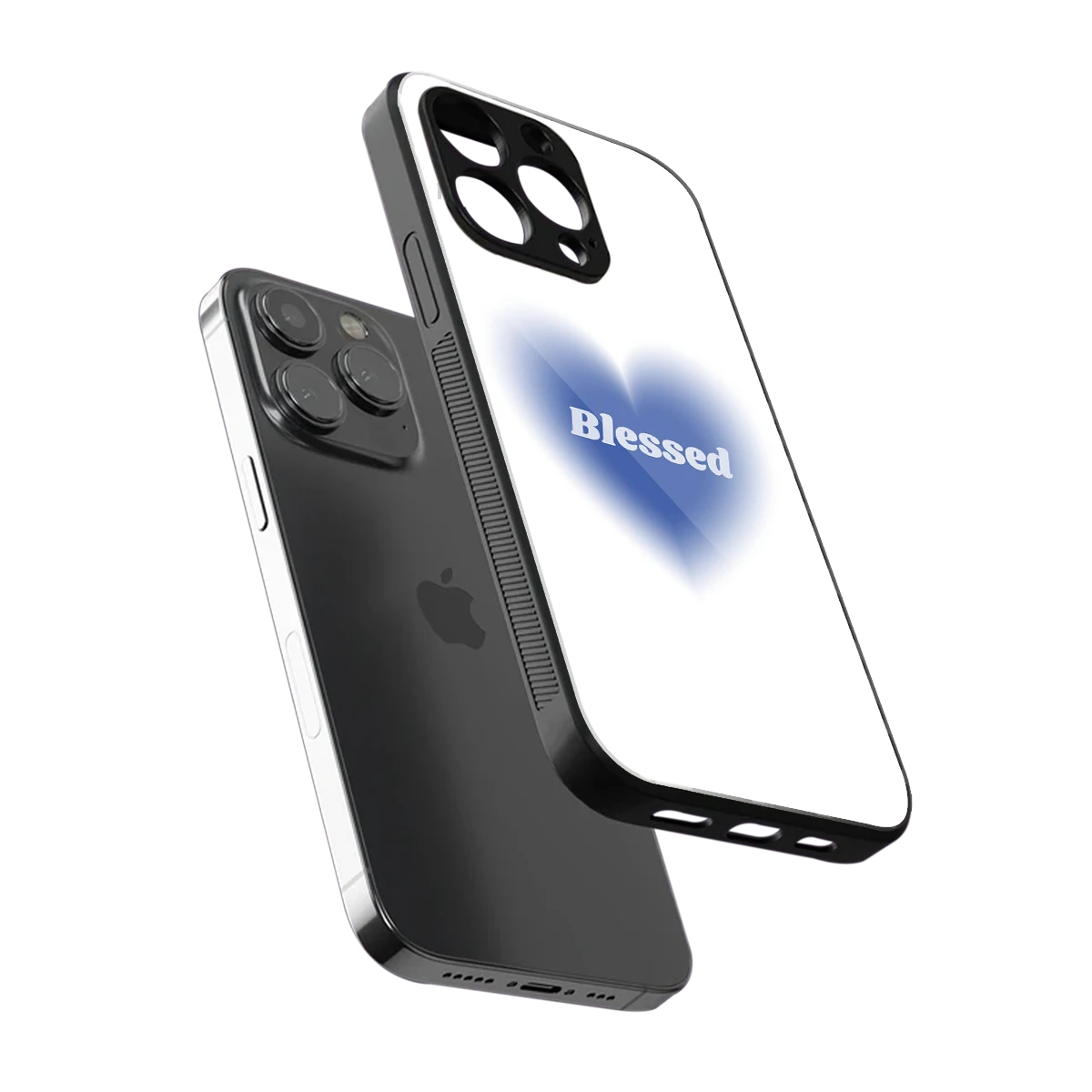 Blessed sleek iphone 15 pro max cover with tempered glass back and TPU edges
