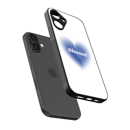 Blessed sleek iphone 16 plus cover with tempered glass back and TPU edges