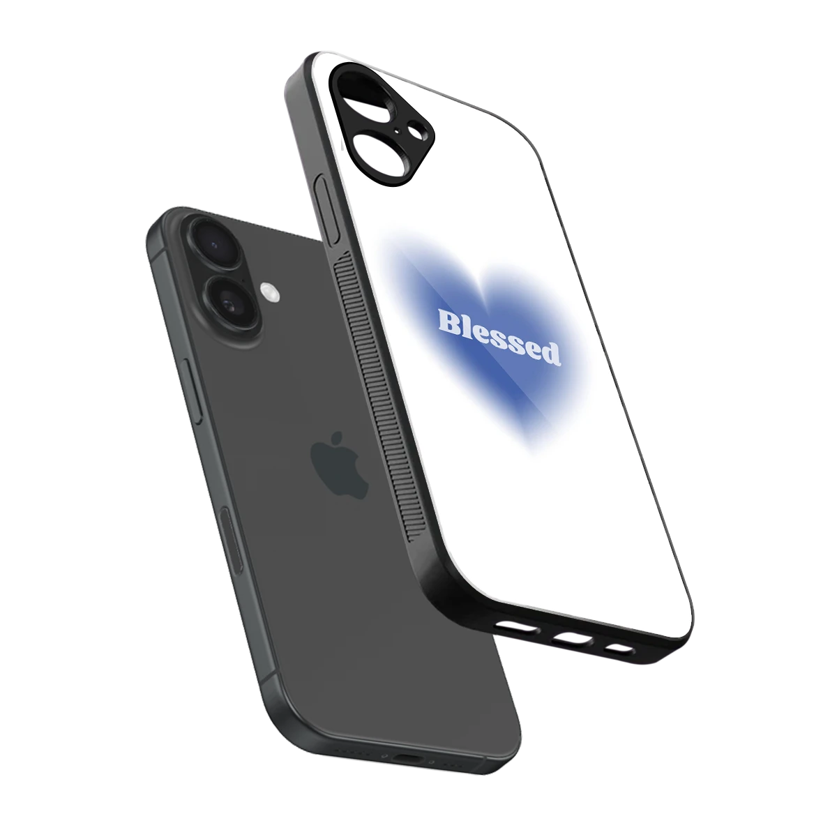 Blessed sleek iPhone 16 cover with tempered glass back and TPU edges