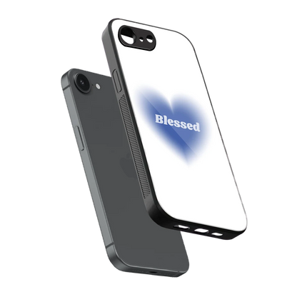 Blessed sleek iphone 16e cover with tempered glass back and TPU edges