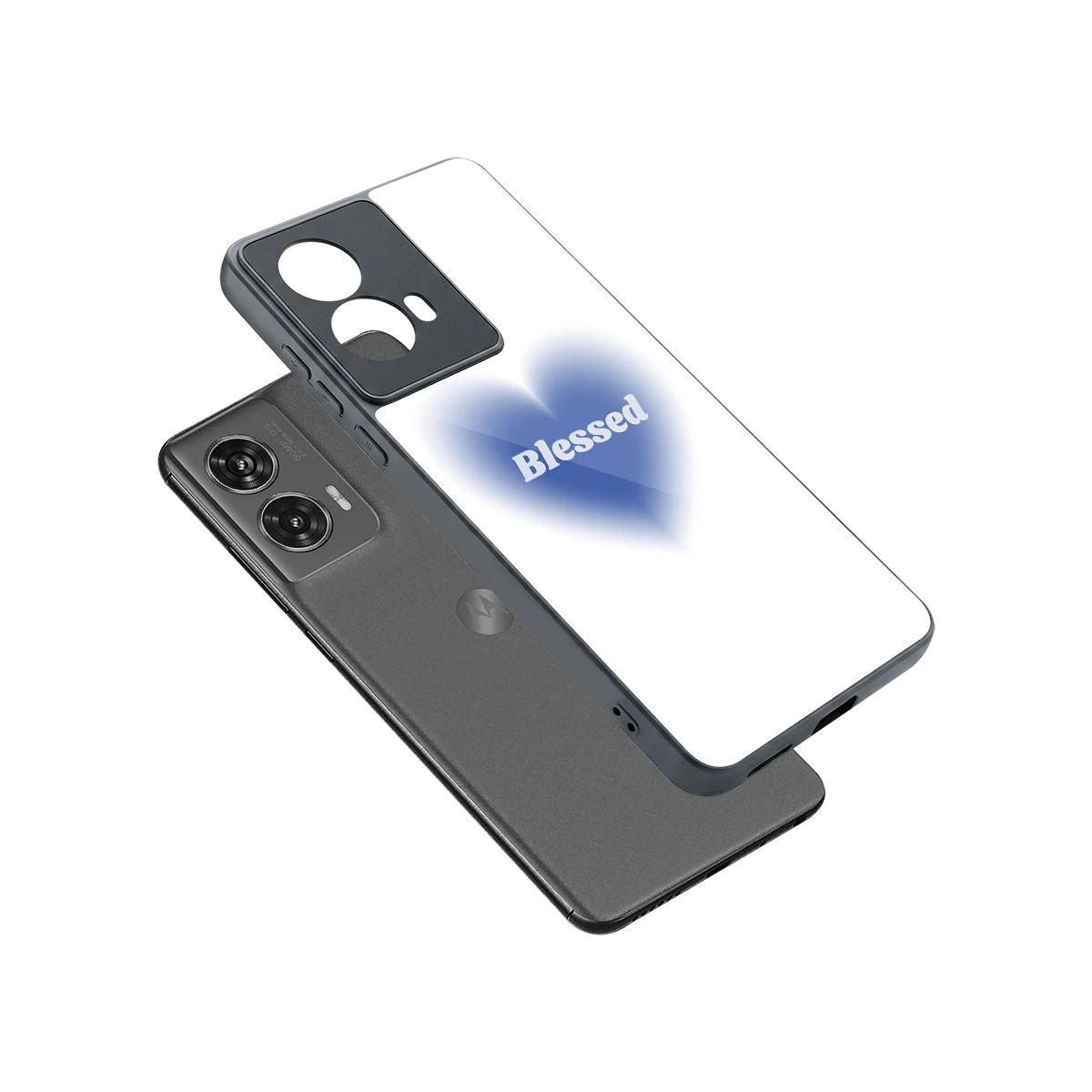Blessed sleek motorola edge 50 fusion cover with tempered glass back and TPU edges